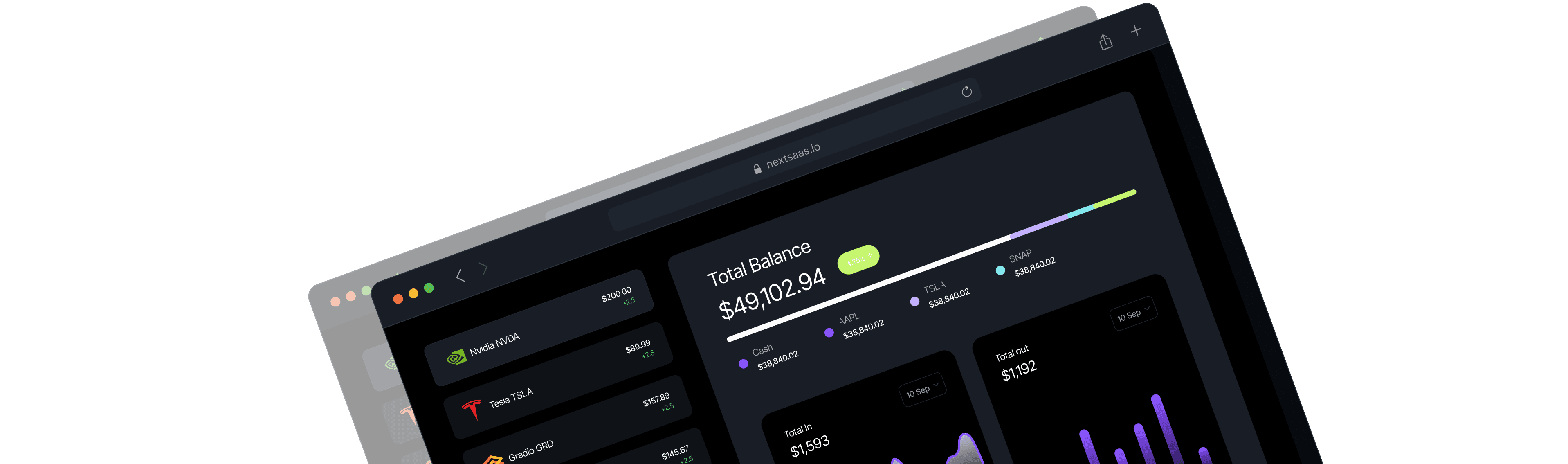 NextSaaS Hero Dashboard Dark Mode